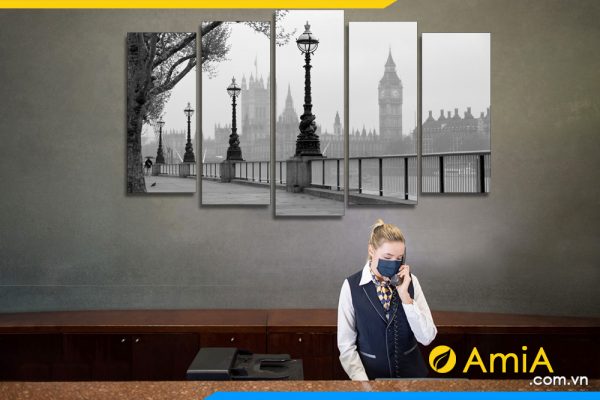 hình ảnh Bộ tranh đen trắng Châu Âu tháp Big Ben treo khách sạn AmiA CA128