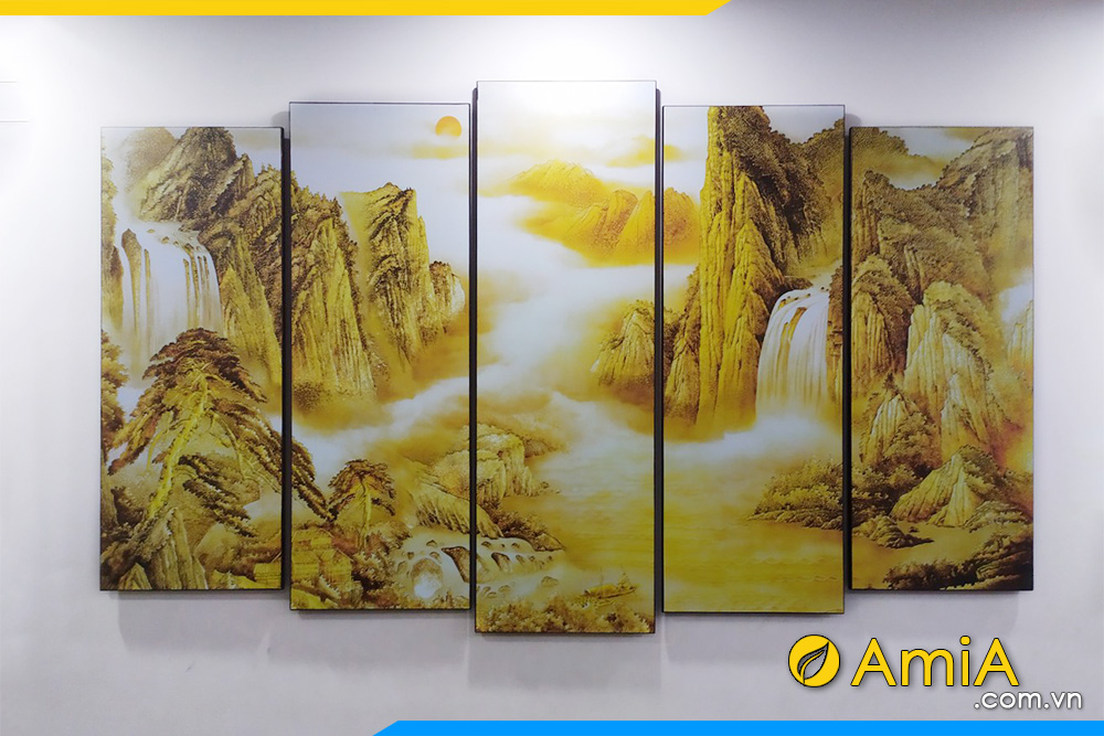 Hình ảnh Bộ tranh núi vàng ghép bộ 5 tấm đẹp AmiA 1410