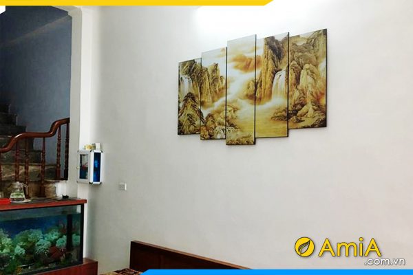 Hình ảnh Bộ tranh phong cảnh núi vàng treo phòng khách AmiA 1410
