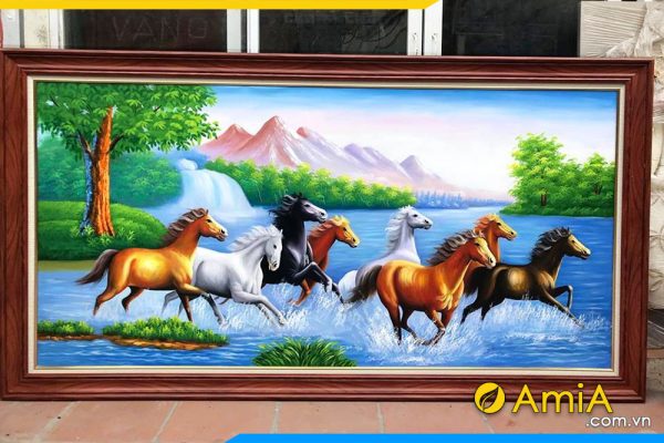 hình ảnh Bộ tranh sơn dầu ngựa phi nước đại khổ lớn AmiA TSD 352