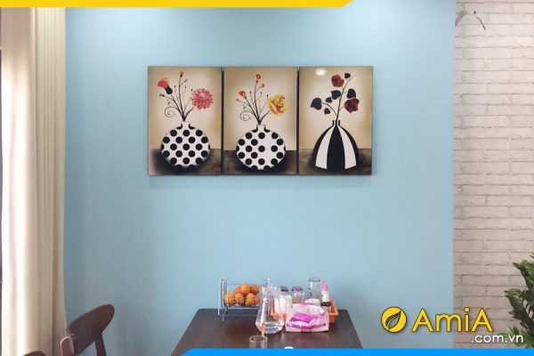 Hình ảnh Bộ tranh treo tường bình hoa trang trí bàn ăn đẹp AmiA 1116