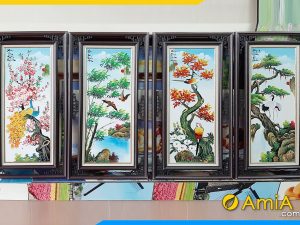 Hình ảnh Bộ tranh tứ quý Tùng Cúc Trúc Đào bốn mùa vẽ sơn dầu AmiA TSD 502