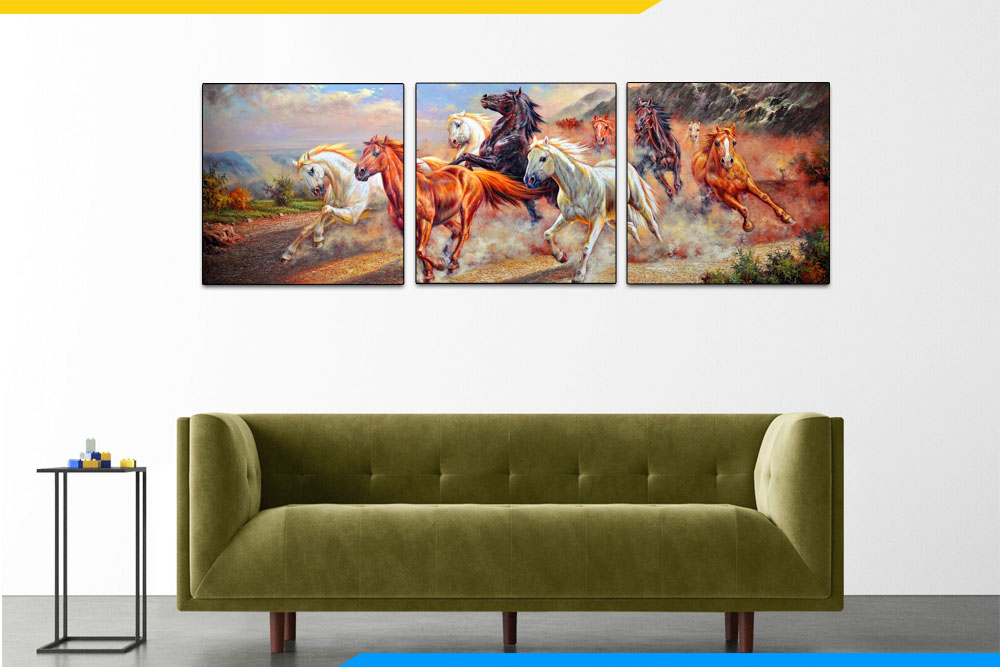 hình ảnh Bức tranh 9 con ngựa treo tường đẹp AmiA 911
