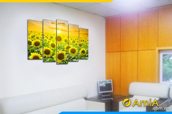 hình ảnh Bức tranh hoa hướng dương đẹp treo phòng khách chung cư AmiA 1409