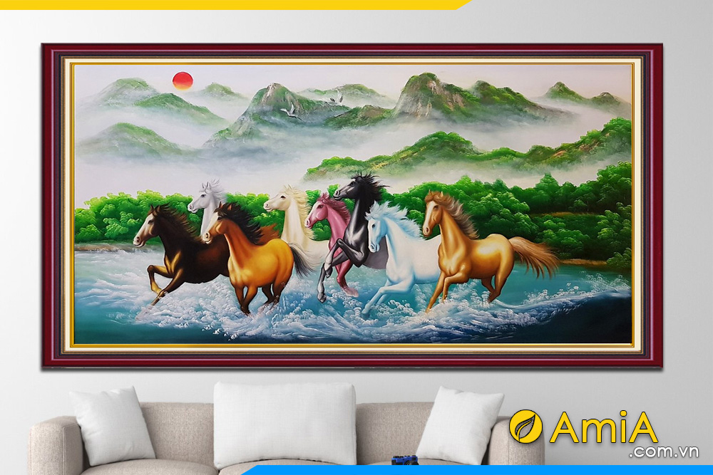 Hình ảnh Bức Tranh ngựa sơn dầu phong thủy đẹp AmiA TSD 614