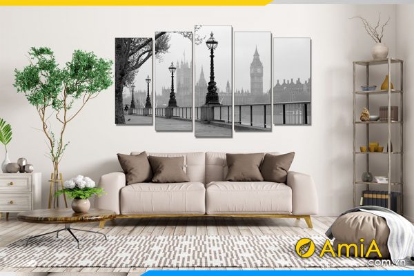 hình ảnh Bức tranh phong cảnh đen trắng tháp Big Ben AmiA CA128