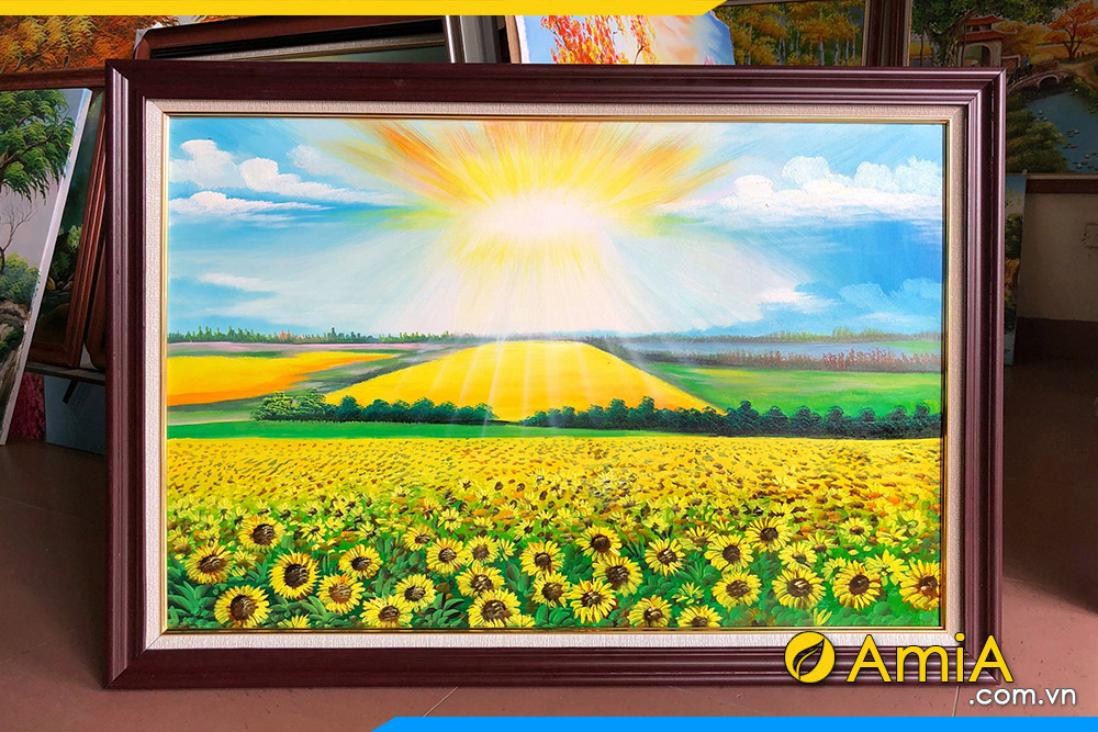 hình ảnh Tranh phòng ngủ hoa hướng dương vẽ sơn dầu Hà Nội TSD 538
