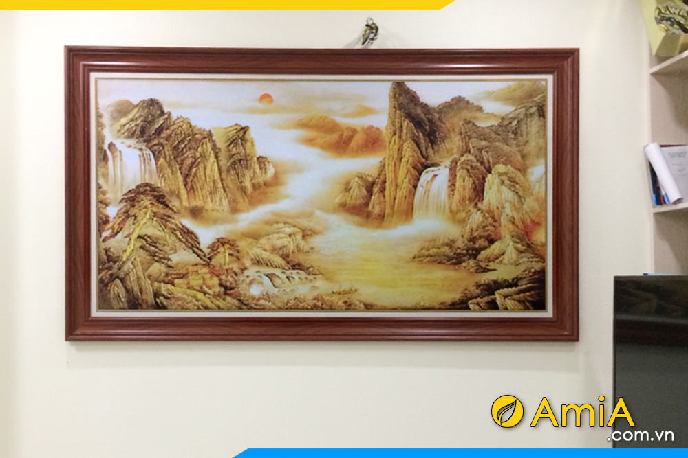 Hình ảnh Bức tranh treo tường phong thủy phong cảnh núi vàng AmiA 1410