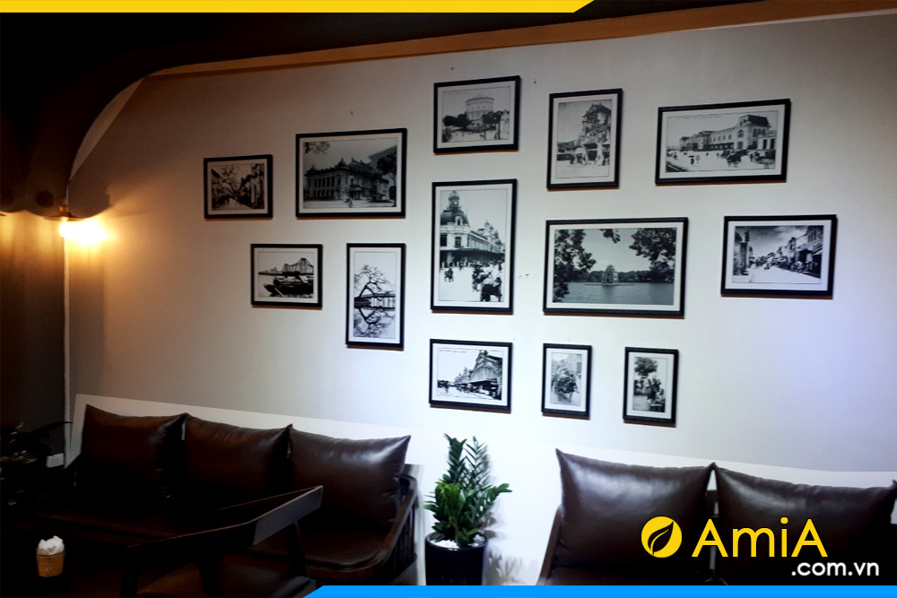hình ảnh Bộ khung tranh đen trắng treo quán cafe đẹp AmiA 9988