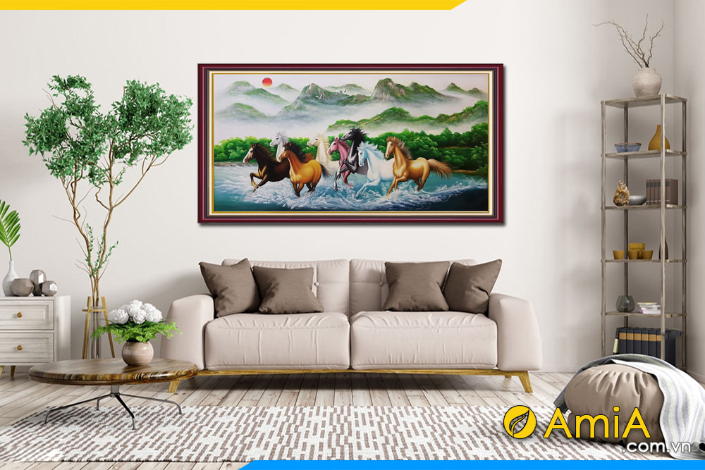 hình ảnh Mẫu Tranh ngựa sơn dầu phong thủy treo phòng khách AmiA TSD 614