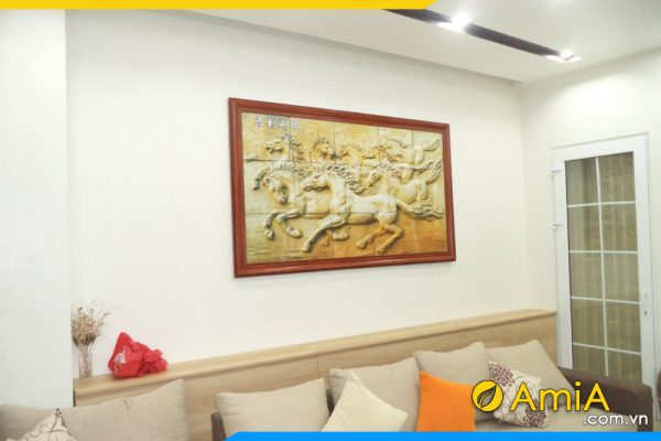 hình ảnh Tranh ngựa treo văn phòng ốp gỗ nổi 3D Hà Nội AmiA 1274
