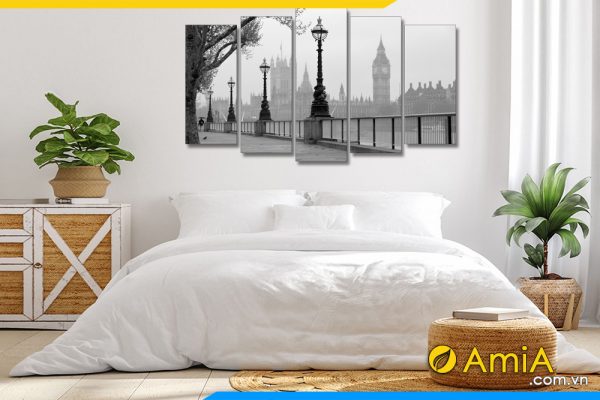 hình ảnh Tranh đen trắng Châu Âu tháp Big Ben treo phòng ngủ AmiA CA128