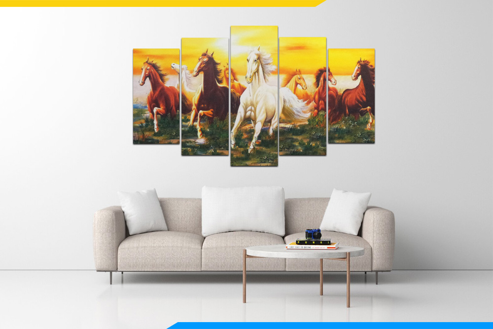 hình ảnh tranh ngựa phi nước đại 8 con đẹp treo phòng khách AmiA 378