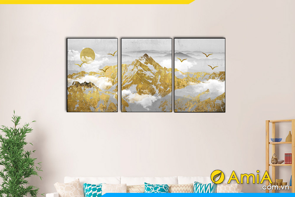 Hình ảnh Tranh núi vàng treo tường phong thủy đẹp ý nghĩa AmiA 1489