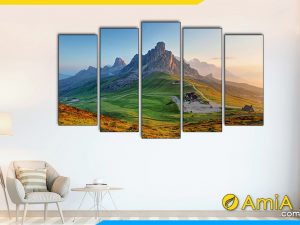 Hình ảnh Tranh phong cảnh núi treo tường ghép bộ 5 tấm AmiA 1060
