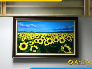 hình ảnh Tranh phòng khách hoa hướng dương vẽ sơn dầu Hà Nội AmiA TSD 419