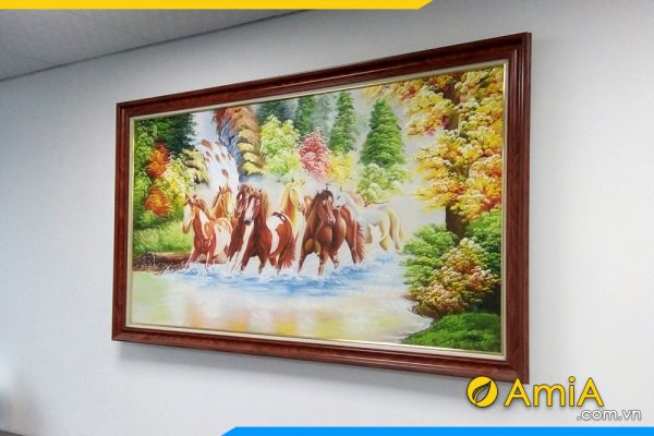 hình ảnh Bộ Tranh sơn dầu ngựa chạy dưới suối đẹp AmiA TSD 426 treo tường