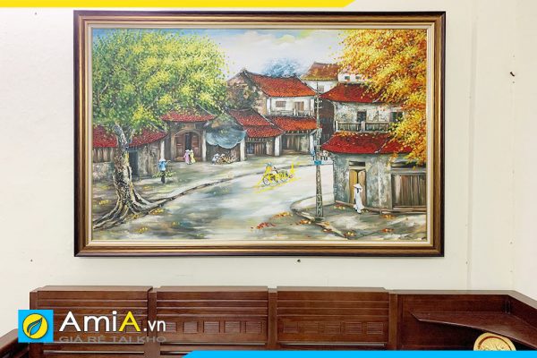 tranh phố cổ Hà Nội vẽ sơn dầu TSD 307