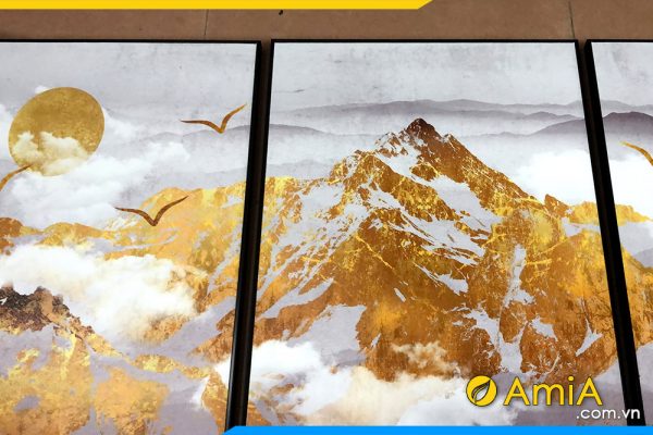 Hình ảnh Tranh treo tường phong thủy núi vàng đẹp AmiA 1489