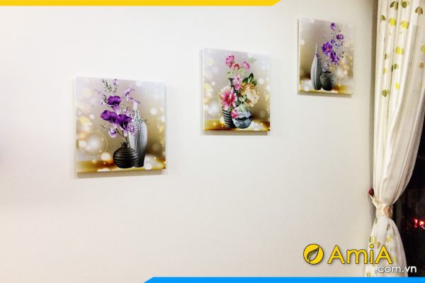 Hình ảnh Bộ tranh bình hoa treo tường trang trí đẹp AmiA 1356