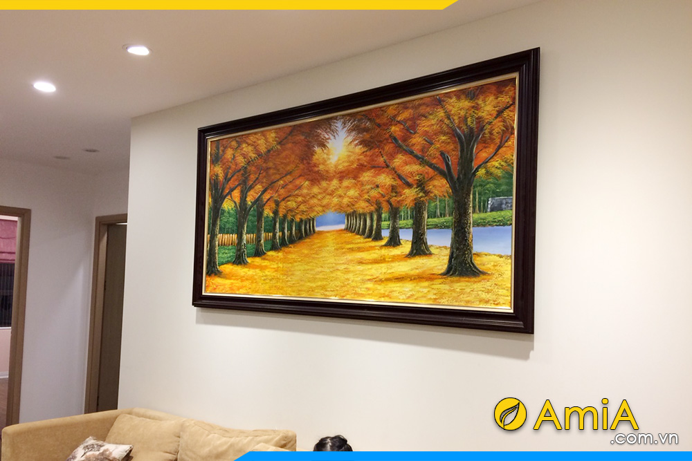 hình ảnh Tranh treo tường hàng cây mùa thu vẽ sơn dầu AmiA TSD 369