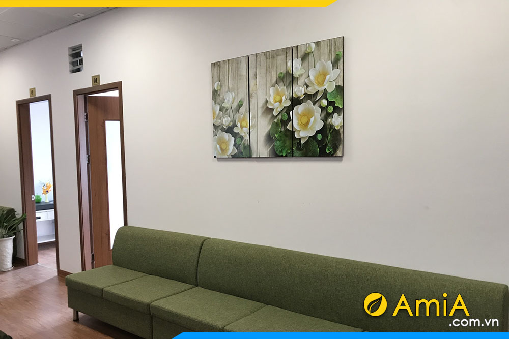 hình ảnh Bộ Tranh treo tường phòng khách hoa sen đẹp hiện đại AmiA 1330