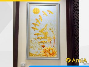hình ảnh Bộ tranh treo tường phòng khách hoa sen vàng ý nghĩa AmiA 1765