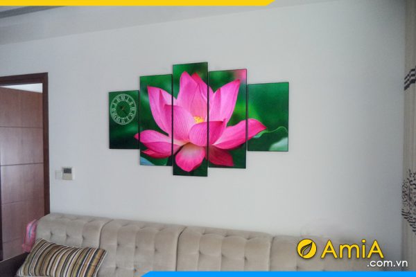 hình ảnh Bức tranh treo tường hoa sen to 5 tấm giá rẻ Hà Nội AmiA 937