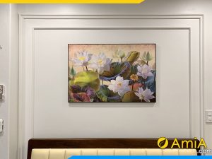 hình ảnh Bức tranh treo tường phòng ngủ hoa sen canvas 1 tấm AmiA Sen 206