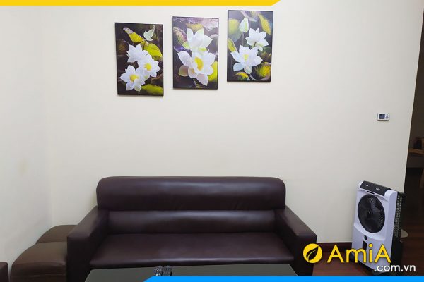 hình ảnh Mẫu tranh treo tường hoa sen trắng 3 tấm hiện đại AmiA Sen 204