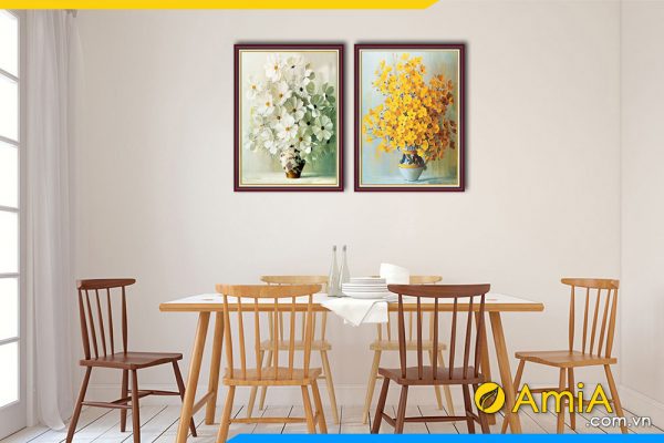 Hình ảnh Tranh hoa treo tường bàn ăn đẹp AmiA 1401