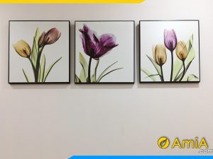 Hình ảnh Tranh hoa xray đẹp kết hợp hoa tulip treo tường hiện đại AmiA 1354