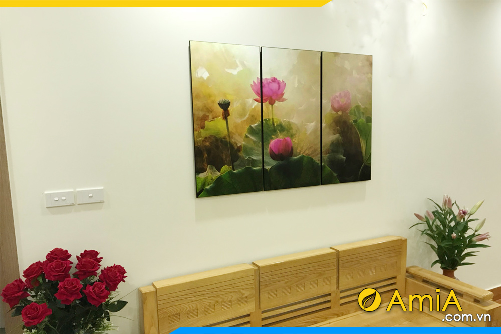 hình ảnh Tranh phòng khách treo tường hoa sen đẹp bán chạy AmiA 929
