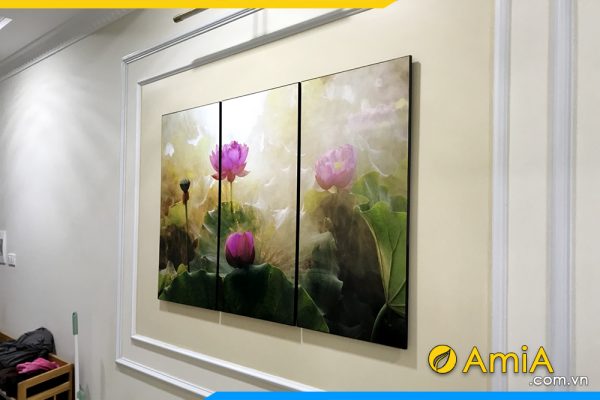 hình ảnh Tranh phòng khách treo tường hoa sen nghệ thuật AmiA 929