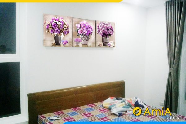 Hình ảnh Tranh phòng ngủ bình hoa hồng đẹp hiện đại AmiA 1422