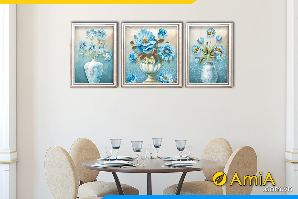 Hình ảnh Tranh trang trí bàn ăn phòng ăn bình hoa cổ điển AmiA 1394