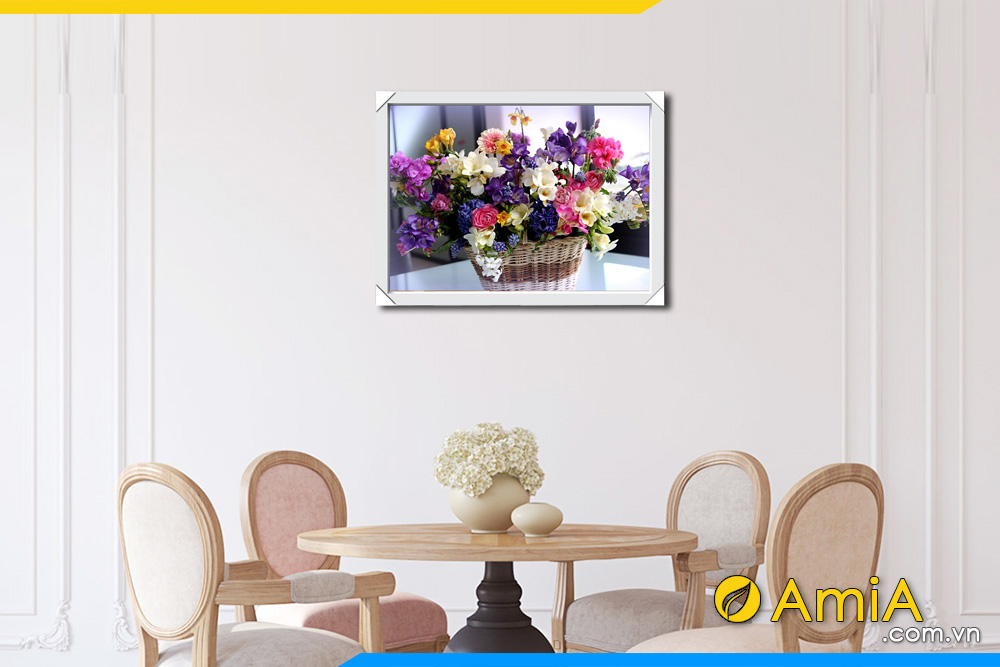 Hình ảnh Tranh treo bàn ăn bình hoa đẹp nhiều màu sắc AmiA 1573