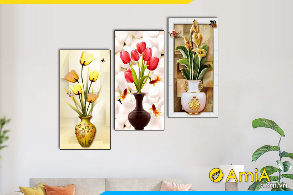 Hình ảnh Tranh treo tường bình hoa tulip đẹp hiện đại AmiA 1431