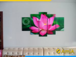 hình ảnh Tranh treo tường phòng khách bông hoa sen to 5 tấm AmiA 937