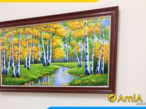 Hình ảnh Tranh treo tường phòng khách rừng cây lá vàng sơn dầu AmiA TSD 367