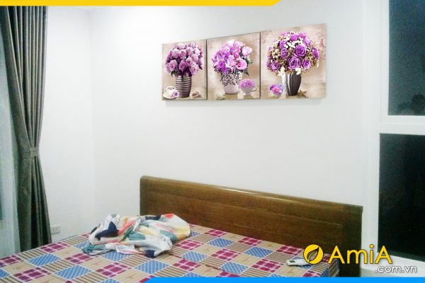 Hình ảnh Tranh treo tường phòng ngủ bình hoa hiện đại AmiA 1422