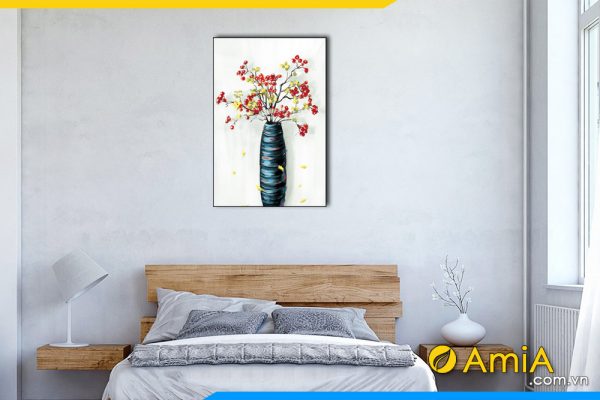 Hình ảnh Tranh bình hoa 1 tấm đẹp nghệ thuật treo phòng ngủ AmiA 1740