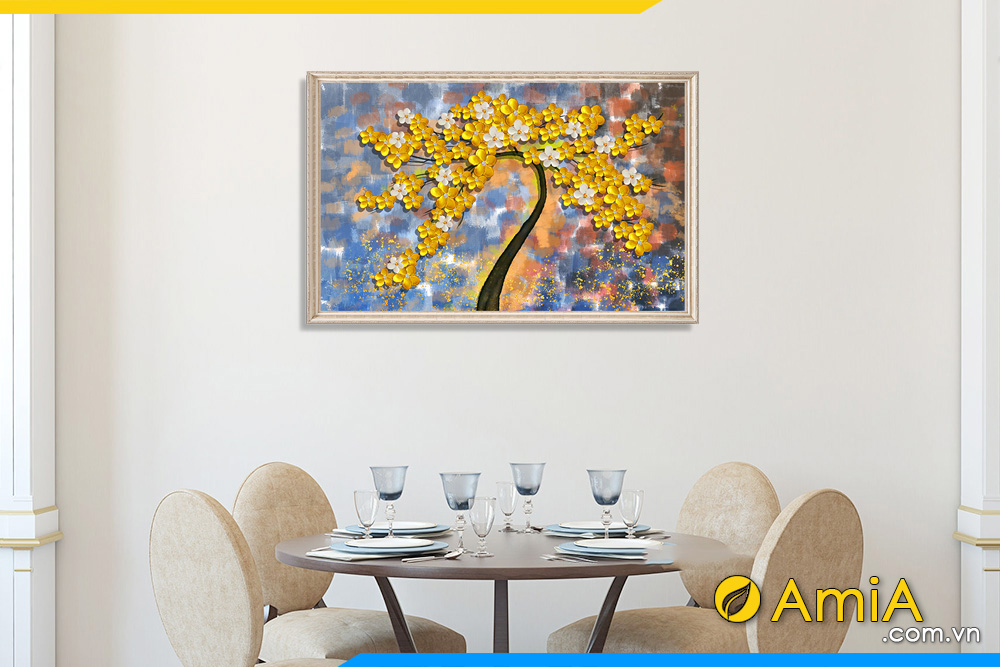 Hình ảnh Tranh canvas cây mai vàng nghệ thuật treo phòng ăn AmiA 1747