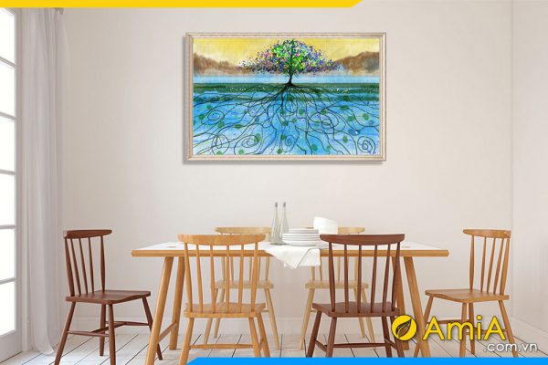 Hình ảnh Tranh canvas cây trừu tượng đẹp nghệ thuật cho phòng ăn AmiA 1746