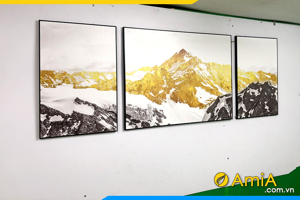 Hình ảnh Bộ tranh canvas 3 tấm núi vàng đẹp ý nghĩa AmiA 2098