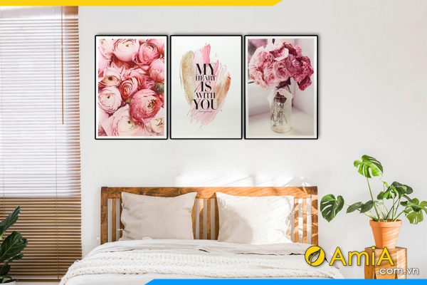 Hình ảnh Tranh chủ đề hoa hồng Pháp treo tường phòng ngủ đẹp AmiA 2108