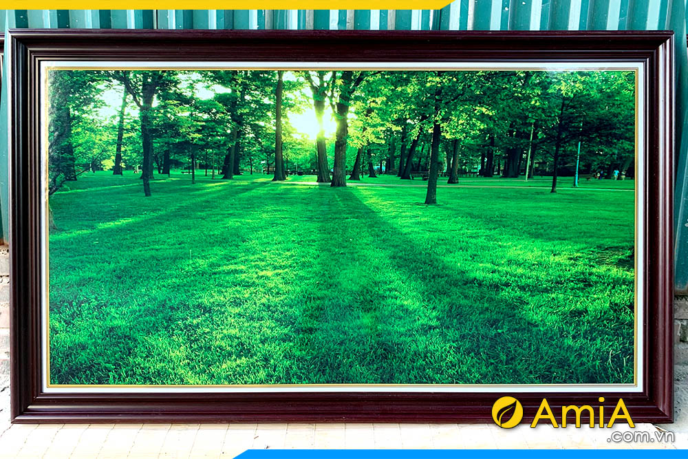 Hình ảnh Tranh phong cảnh rừng cây xanh mát treo tường AmiA 2110