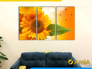Hình ảnh Tranh treo tường đồng hồ hoa hướng dương đẹp AmiA 2111