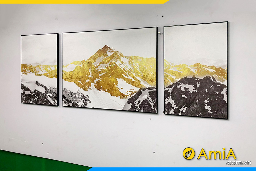 Hình ảnh Tranh treo tường in vải canvas chủ đề núi vàng AmiA 2098