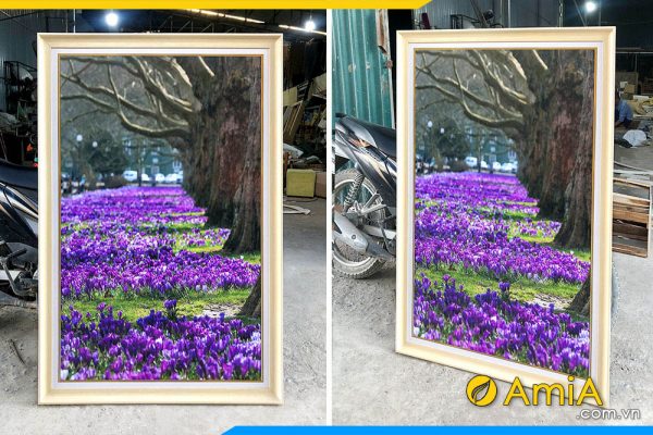 Hình ảnh Tranh treo tường khổ đứng con đường đầy hoa tím AmiA 2099